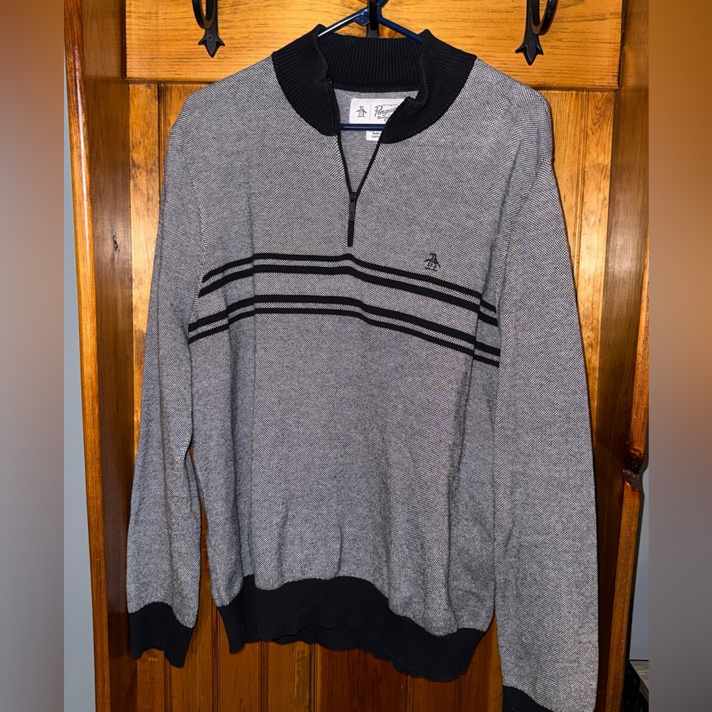 Original Penguin Men's Gray Zip-Up Sweater